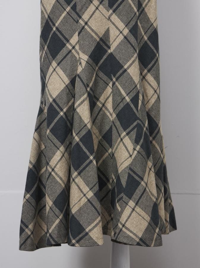 【人気】Bias Check Panel Dress