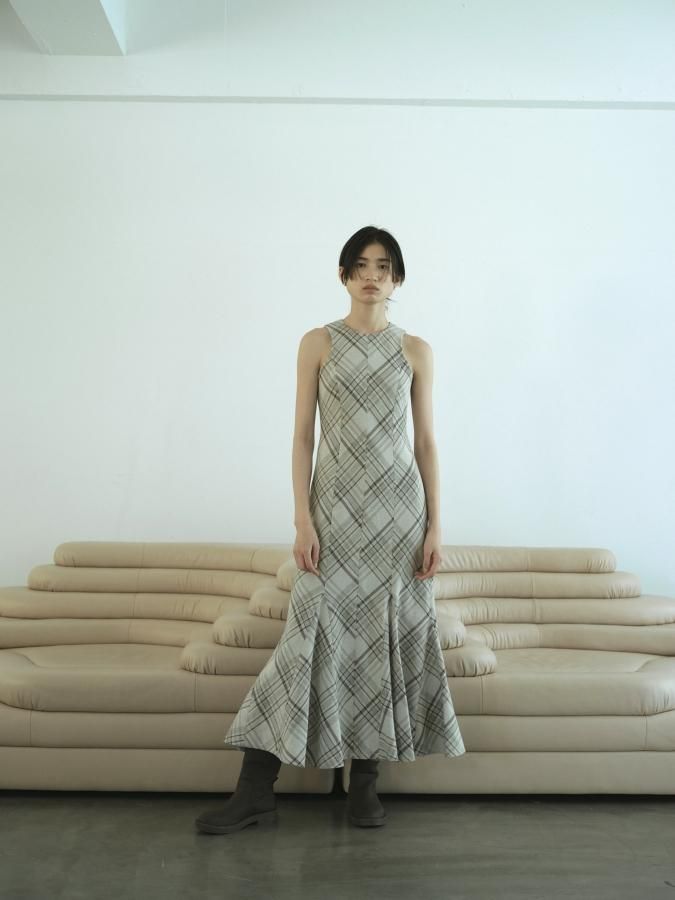 【人気】Bias Check Panel Dress