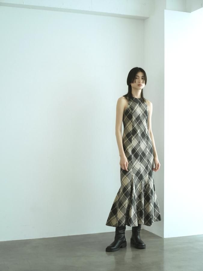 【人気】Bias Check Panel Dress