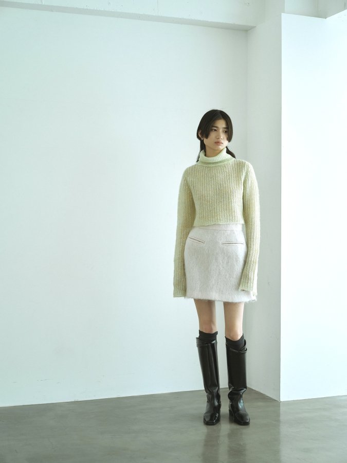 Mohair Shaggy Mini Skirt - ROSARYMOON OFFICIAL WEB STORE