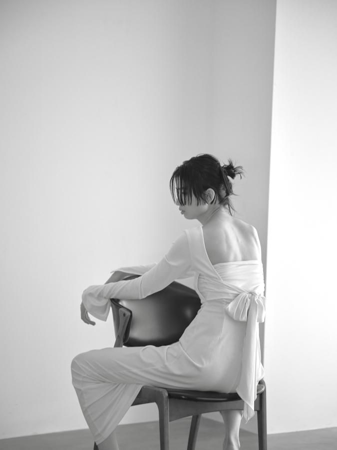 BASIC~ Back Ribbon Dress - ROSARYMOON OFFICIAL WEB STORE