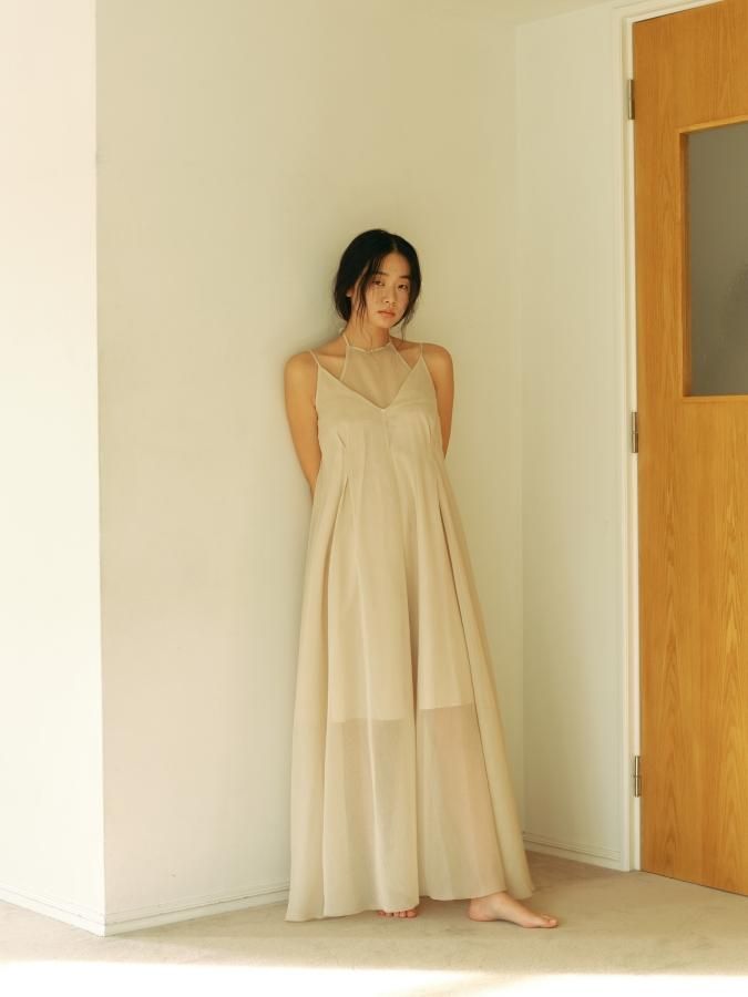 Sheer Tuck&Flare Cami Dress - ROSARYMOON OFFICIAL WEB STORE Sheer Tuck&Flare Cami Dress - ROSARYMOON OFFICIAL WEB STORE
