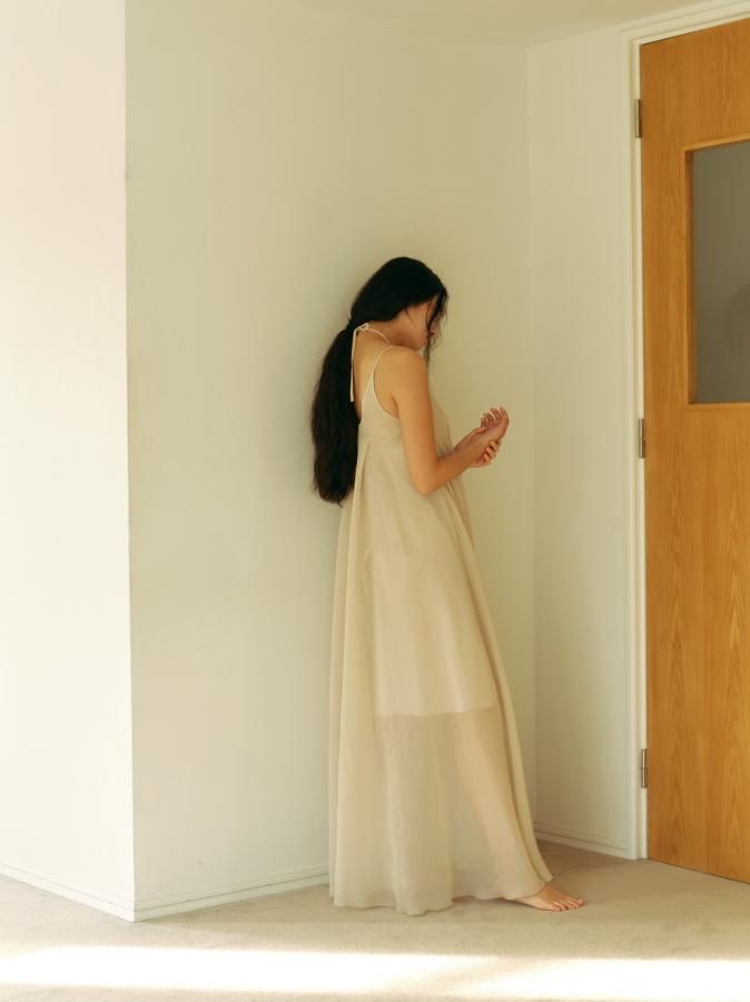 Sheer Tuck&Flare Cami Dress - ROSARYMOON OFFICIAL WEB STORE Sheer Tuck&Flare Cami Dress - ROSARYMOON OFFICIAL WEB STORE