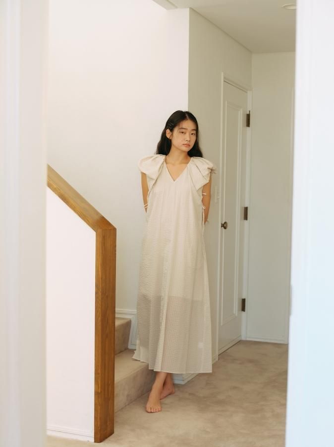 Gather Shoulder Dress - ROSARYMOON OFFICIAL WEB STORE