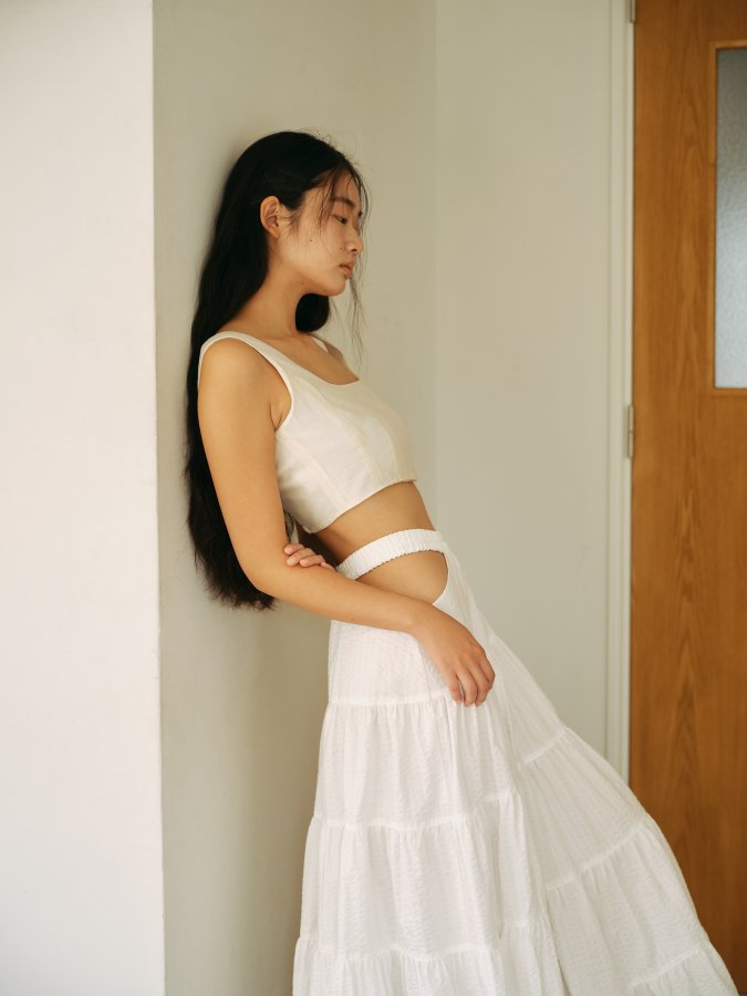Side Open Tiered Skirt - ROSARYMOON OFFICIAL WEB STORE