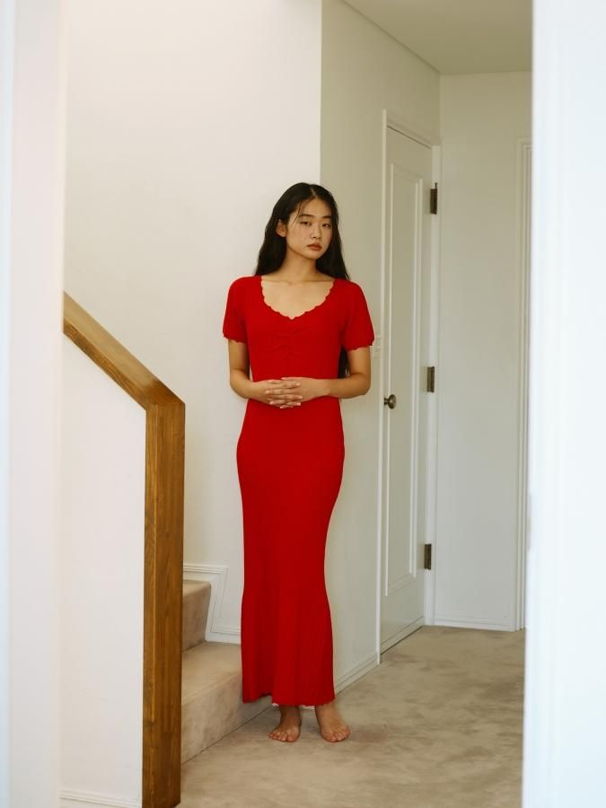 Random Rib Knit Dress - ROSARYMOON OFFICIAL WEB STORE