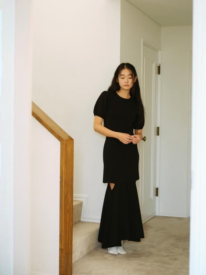 Side Slit Knit Skirt - ROSARYMOON OFFICIAL WEB STORE