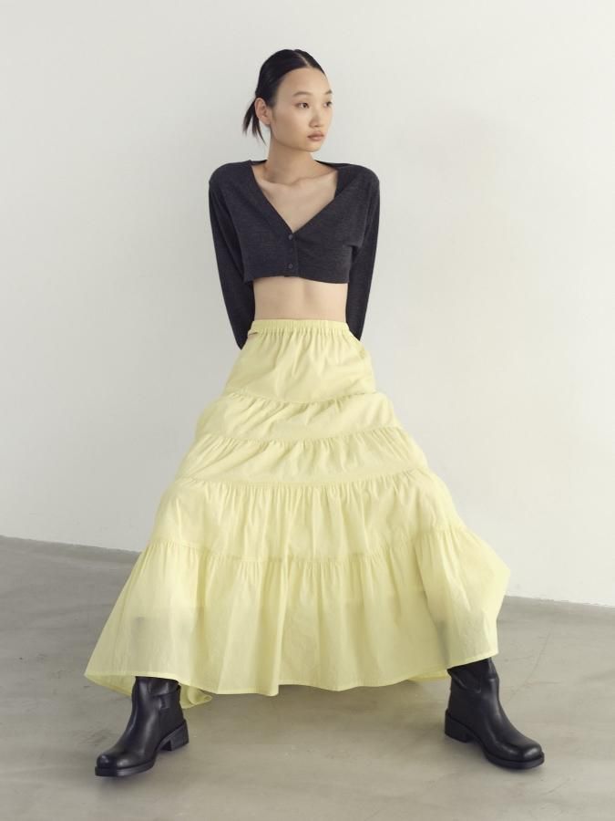 Side Open Gathered Skirt - ROSARYMOON OFFICIAL WEB STORE