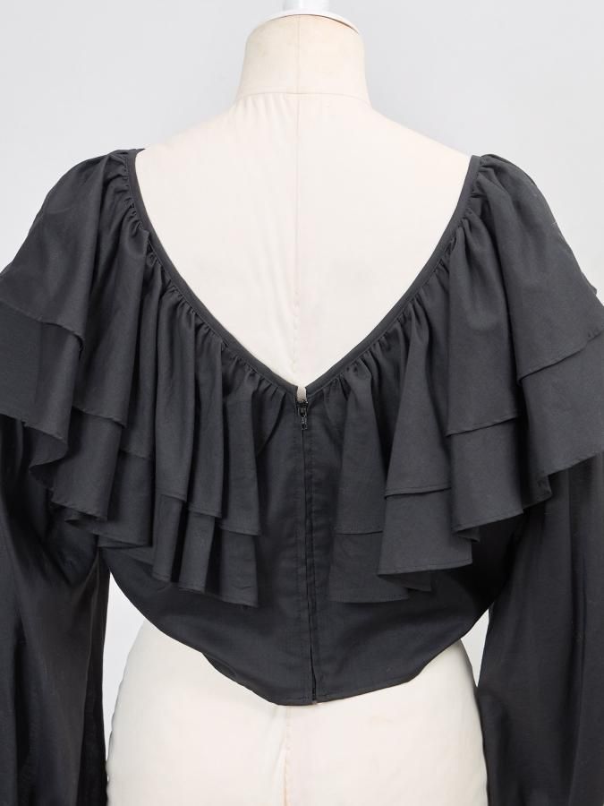 Frill Collar Short Blouse - ROSARYMOON OFFICIAL WEB STORE Frill Collar Short Blouse - ROSARYMOON OFFICIAL WEB STORE
