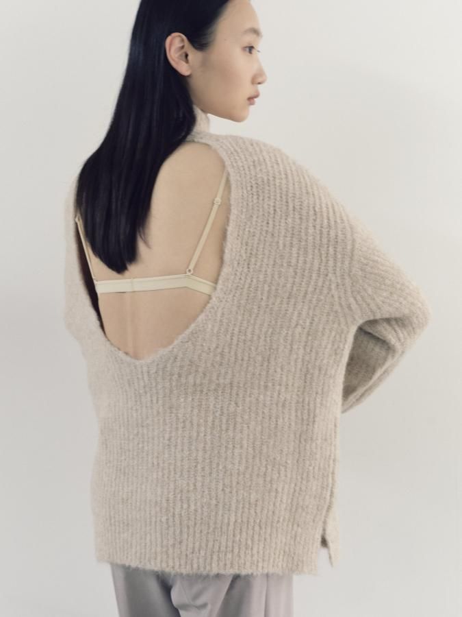 Back Open Alpaca Pullover - ROSARYMOON OFFICIAL WEB STORE