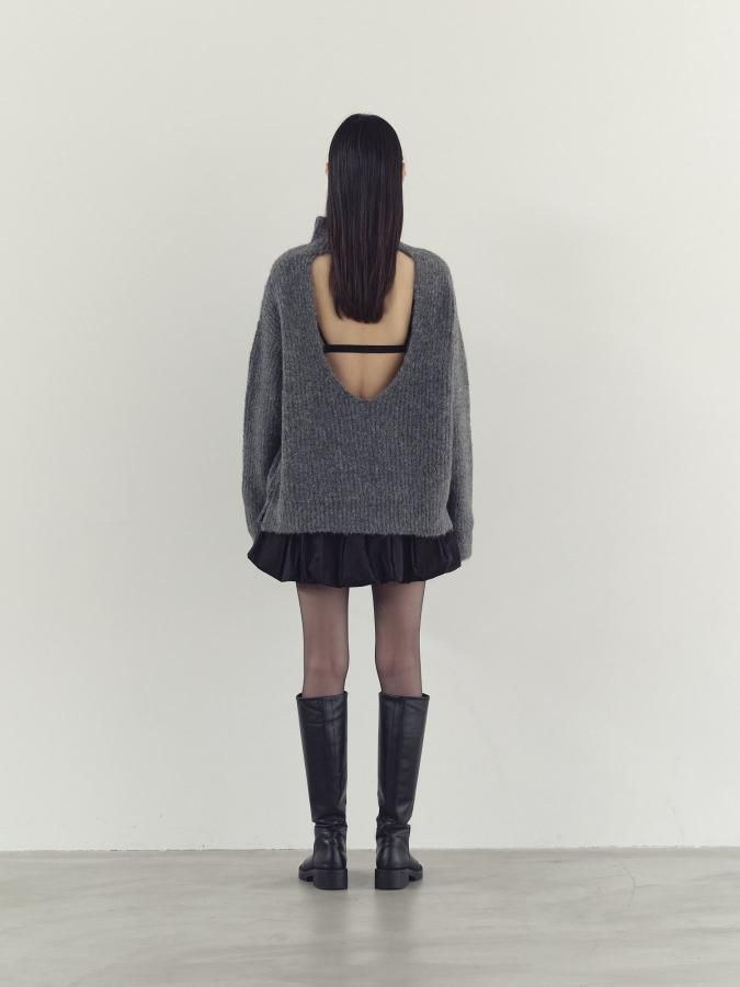 Back Open Alpaca Pullover - ROSARYMOON OFFICIAL WEB STORE