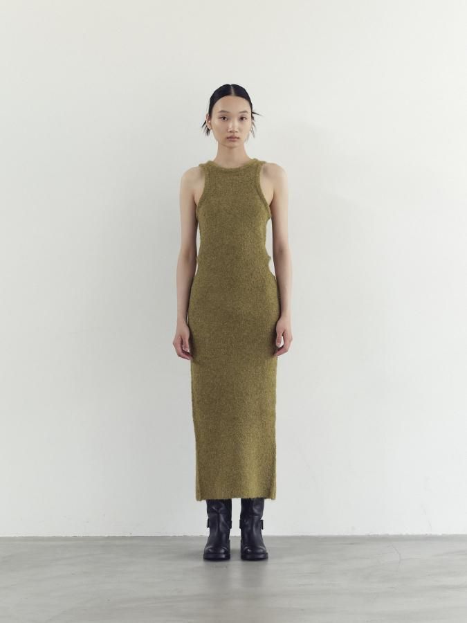 Side Open Boucle Dress - ROSARYMOON OFFICIAL WEB STORE