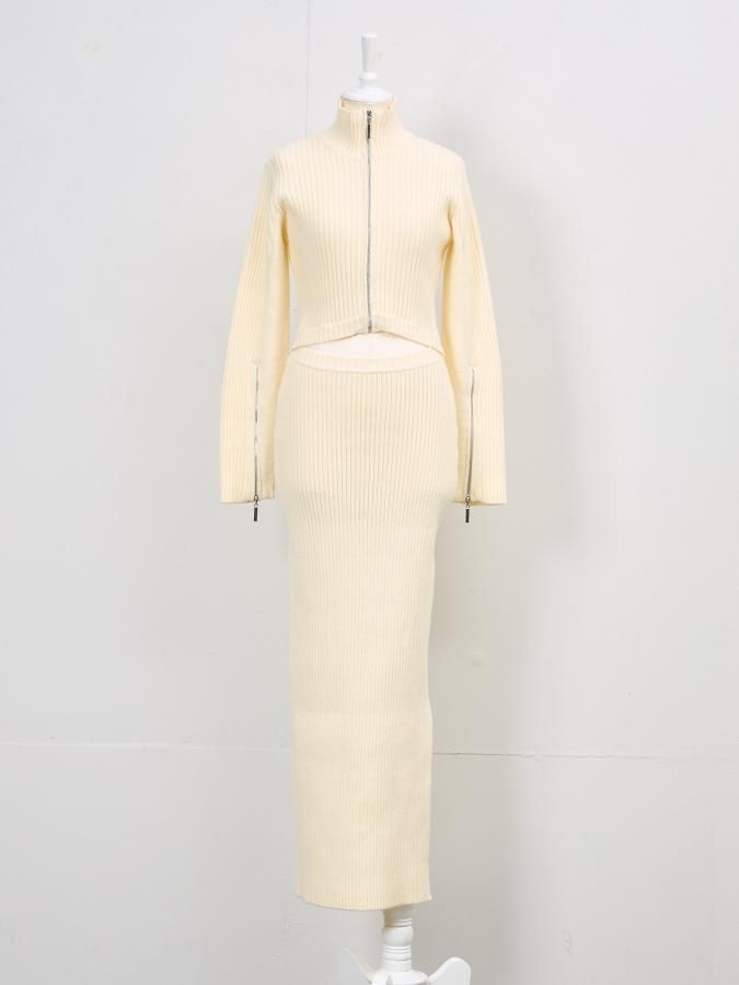 Front Zip Knit Dress - ROSARYMOON OFFICIAL WEB STORE Front Zip Knit Dress - ROSARYMOON OFFICIAL WEB STORE
