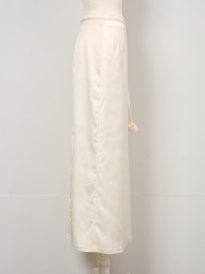 rosarymoon ロングスカート Flower Belted Satin Skirt - ROSARYMOON OFFICIAL WEB STORE