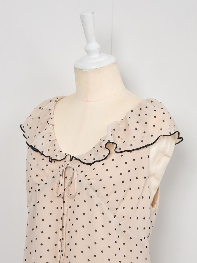 Dot Frill Blouse - ROSARYMOON OFFICIAL WEB STORE