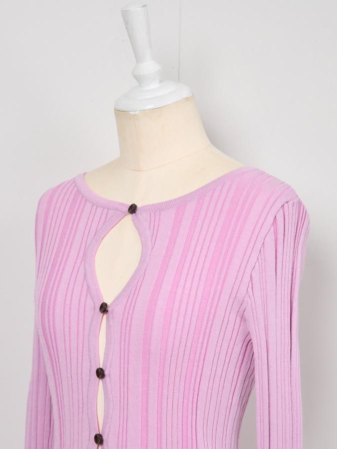 Front Wave Rib Cardigan - ROSARYMOON OFFICIAL WEB STORE