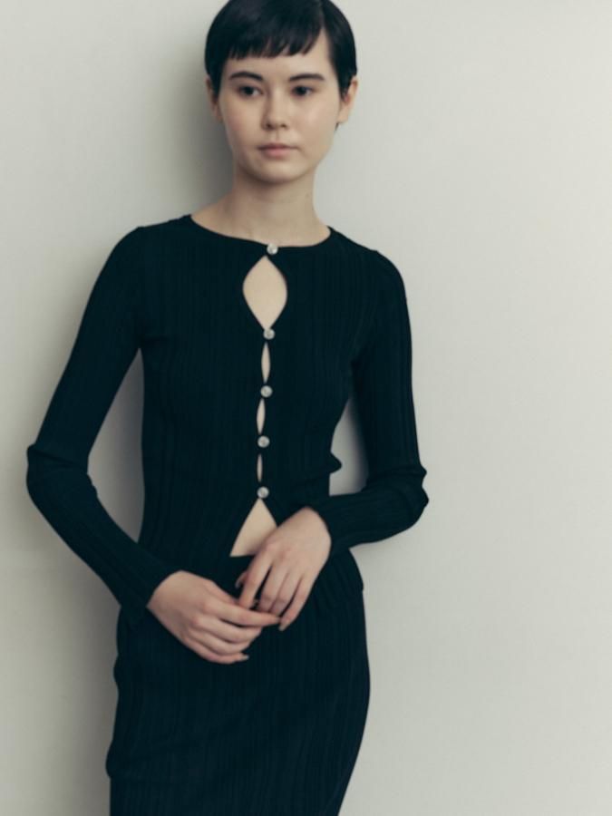 Front Wave Rib Cardigan