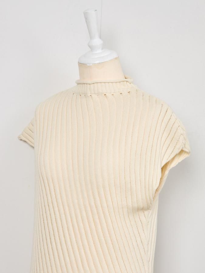 Slub Knit Asymmetry Tunic - ROSARYMOON OFFICIAL WEB STORE