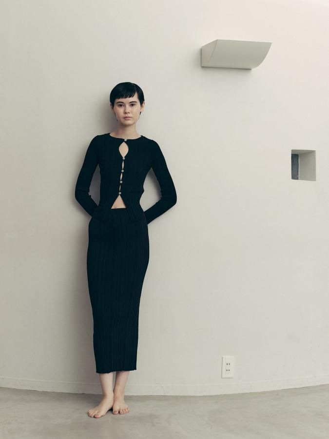 Rib Knit Skirt - ROSARYMOON OFFICIAL WEB STORE Rib Knit Skirt - ROSARYMOON OFFICIAL WEB STORE