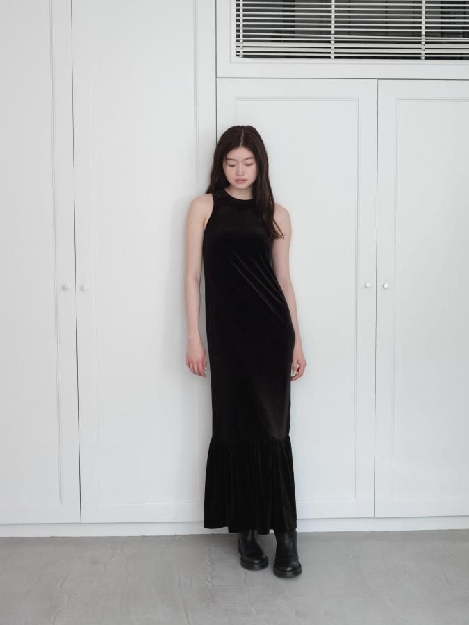 Back Open Velor Dress - ROSARYMOON OFFICIAL WEB STORE