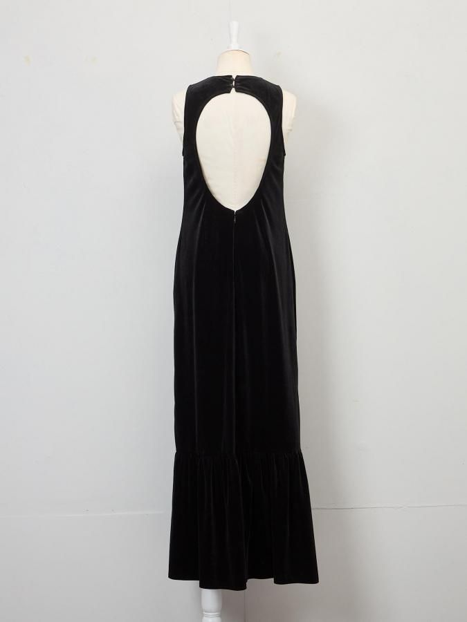 Back Open Velor Dress - ROSARYMOON OFFICIAL WEB STORE