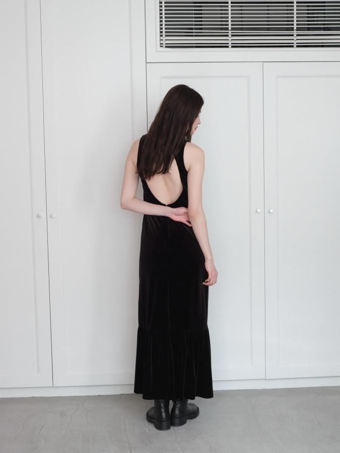 Back Open Velor Dress - ROSARYMOON OFFICIAL WEB STORE