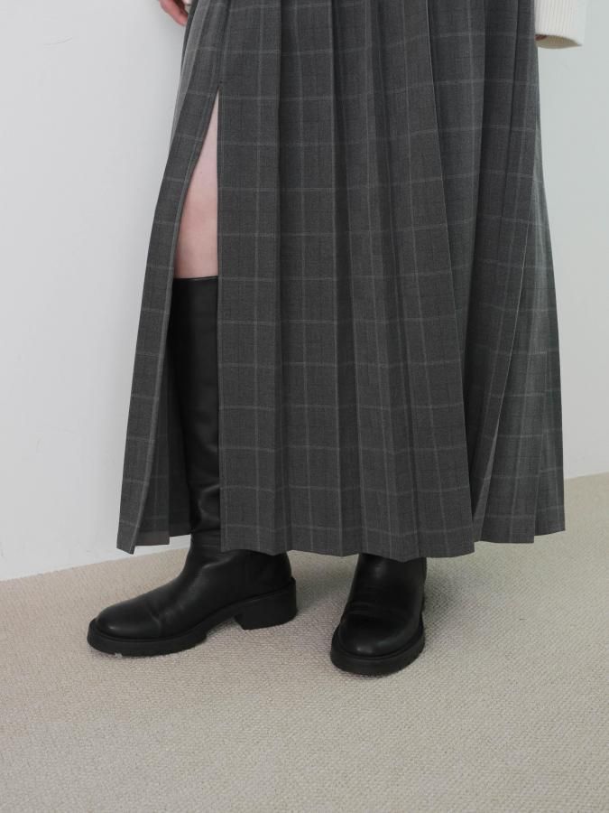 Slit Pleated Skirt - ROSARYMOON OFFICIAL WEB STORE