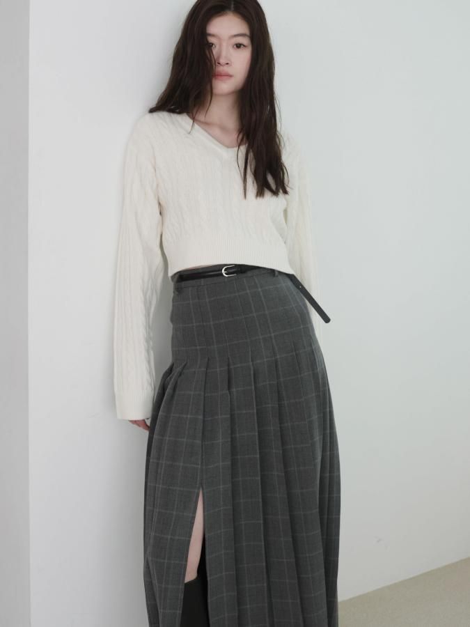 Slit Pleated Skirt - ROSARYMOON OFFICIAL WEB STORE