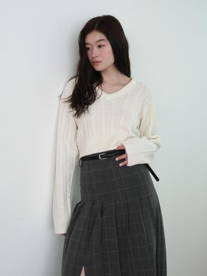 Slit Pleated Skirt - ROSARYMOON OFFICIAL WEB STORE