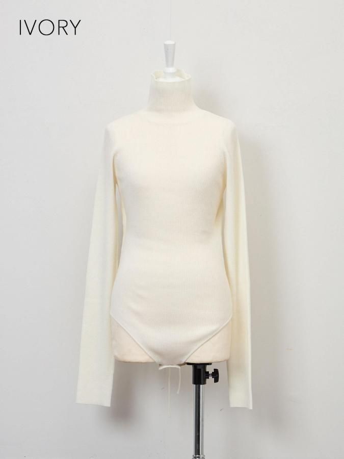 トップス Rosarymoon Back Ribbon Rib Leotard Ivory Back Open Rib Leotard - ROSARYMOON OFFICIAL WEB STORE