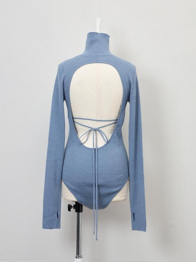 トップス Rosarymoon Back Ribbon Rib Leotard Ivory Back Open Rib Leotard - ROSARYMOON OFFICIAL WEB STORE