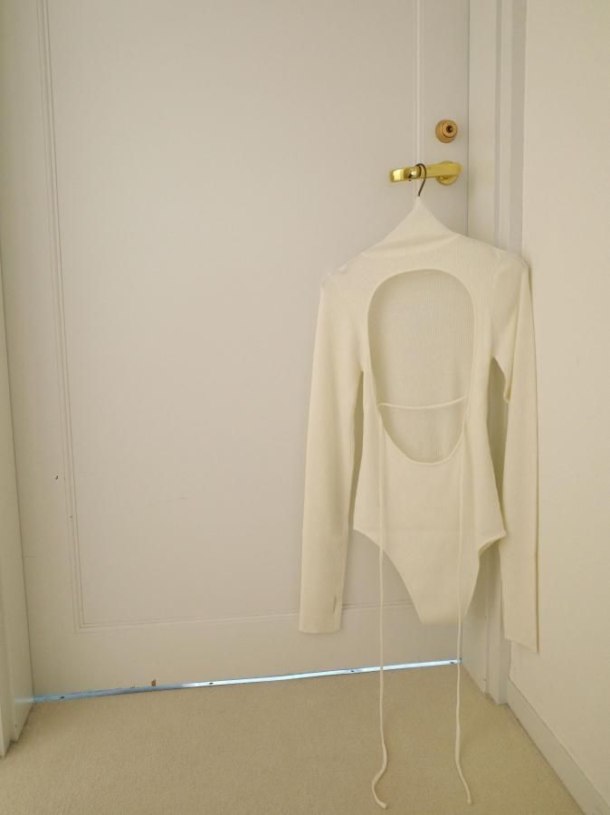 トップス Rosarymoon Back Ribbon Rib Leotard Ivory Back Ribbon Rib Leotard - ROSARYMOON OFFICIAL WEB STORE