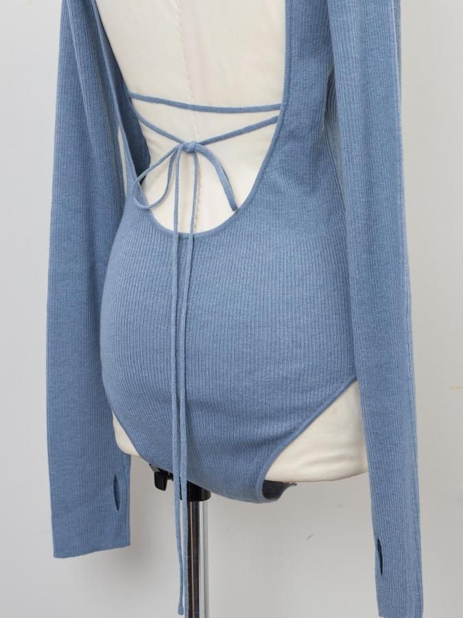 Back Open Rib Leotard - ROSARYMOON OFFICIAL WEB STORE