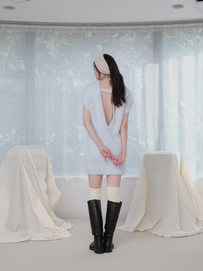 ワンピース Rosary moon Angola Back Open Knit Tunic Angola Back Open Knit Tunic - ROSARYMOON OFFICIAL WEB STORE