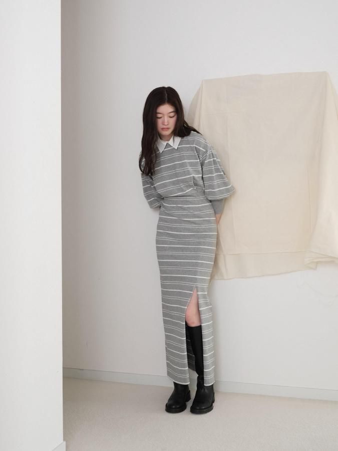 【rosarymoon】2way Collar Border Dress 2way Collar Border Dress - ROSARYMOON OFFICIAL WEB STORE