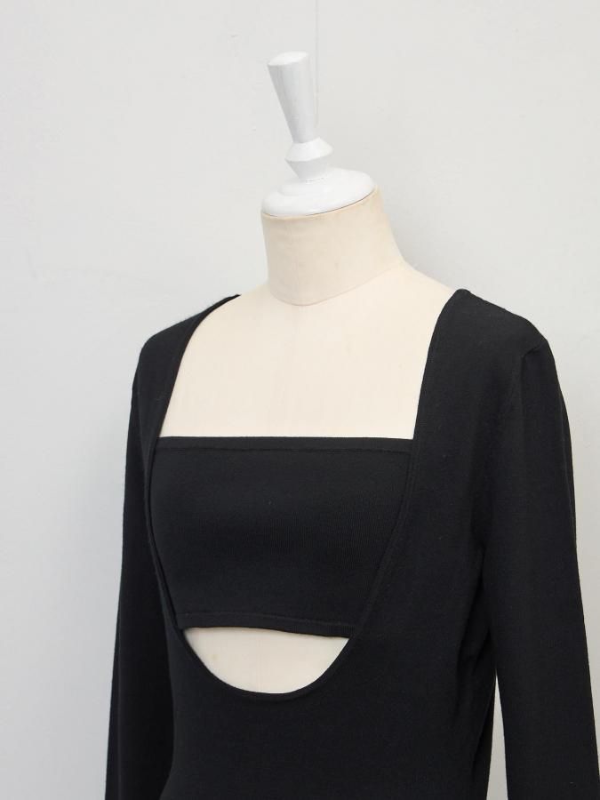 BASIC~ Layered Bare Knit Leotard - ROSARYMOON OFFICIAL WEB STORE