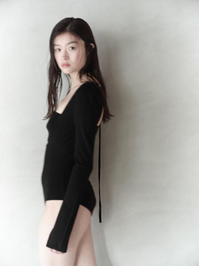 BASIC~ Layered Bare Knit Leotard - ROSARYMOON OFFICIAL WEB STORE