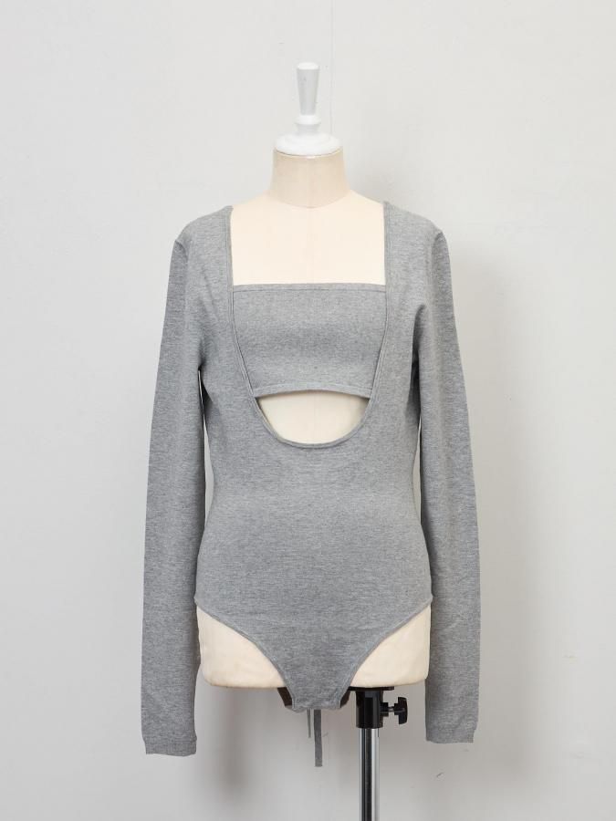 BASIC~ Layered Bare Knit Leotard - ROSARYMOON OFFICIAL WEB STORE