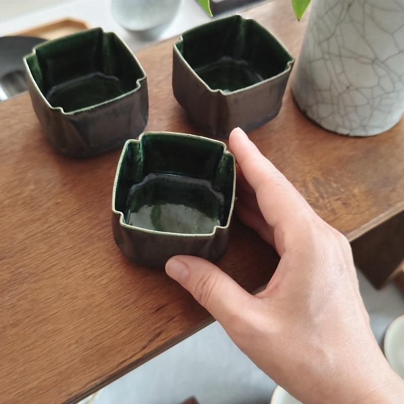 【オープニング 大放出セール】 陶器｜黒木泰等 織部十字角豆鉢｜hounoki 食器