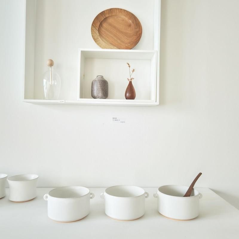 陶器｜黒木泰等 白釉耳付角スープボウル小｜hounoki