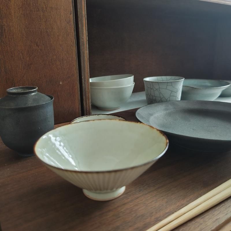 八代 吉向十三軒（造） 三島手茶碗 共箱 | 古美術ささき