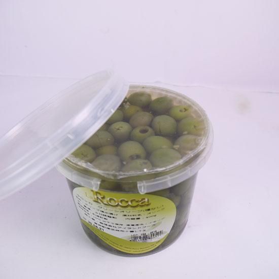 未使用　 オリーブ　蓋つき ポット　20cm グリーンオリーブ（種無し）ラロッカ 400g イタリア産