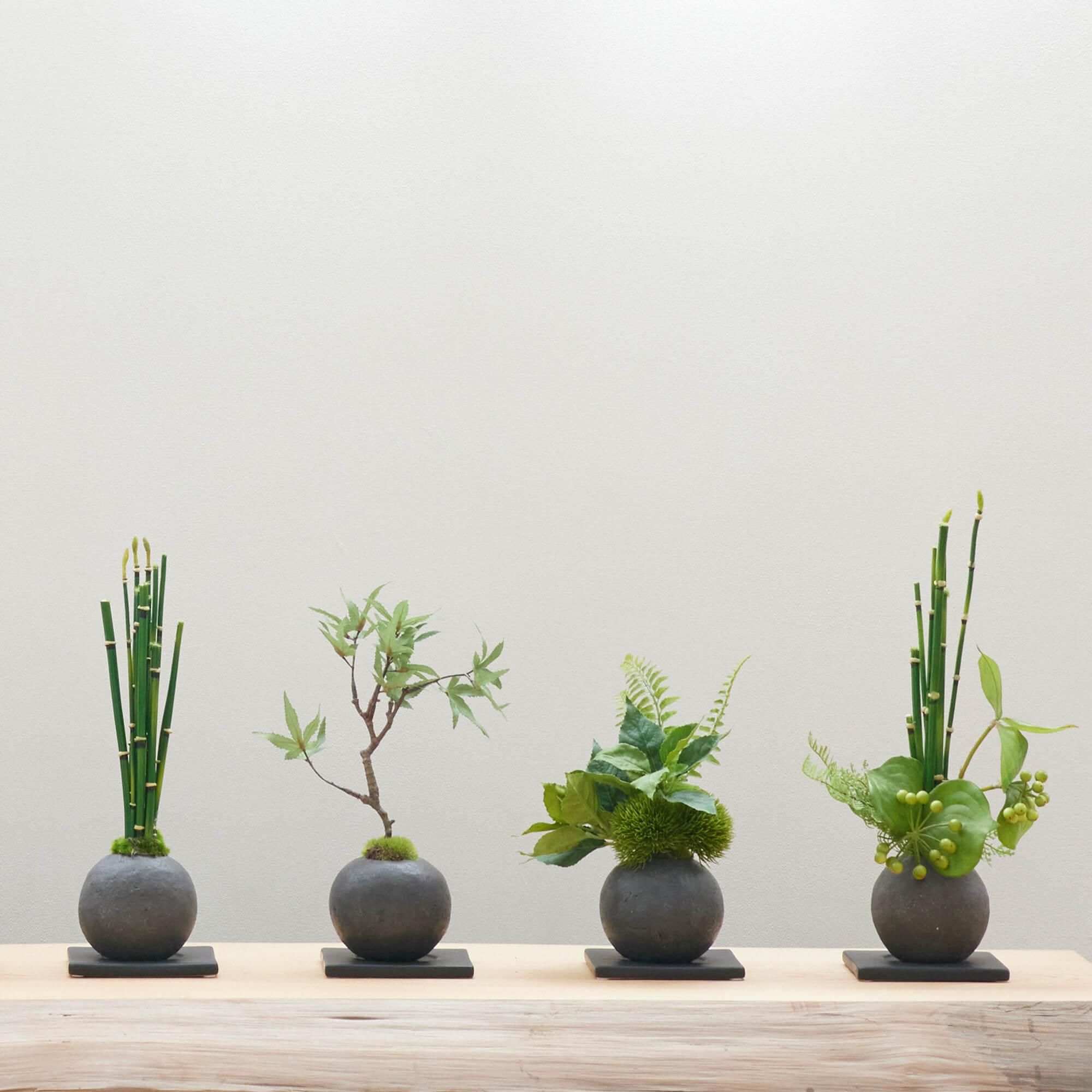 寄せ植え 檜炭ボール フェイク盆栽 カップボン | 造花専門店プリマ