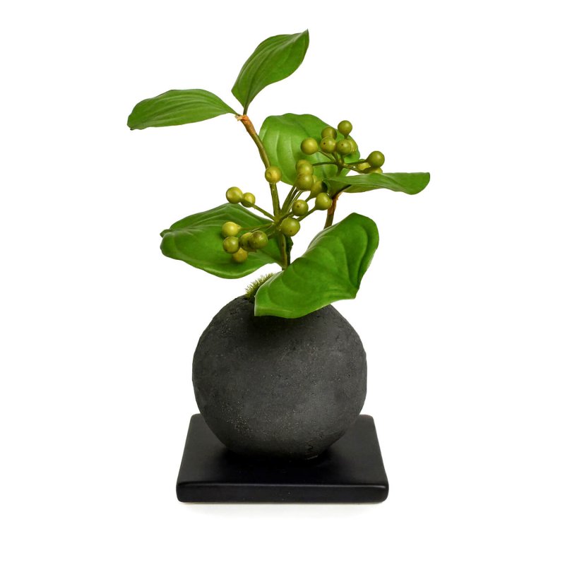 サンキライ 檜炭ボール(黒皿) CUPBON 盆栽 フェイクグリーン