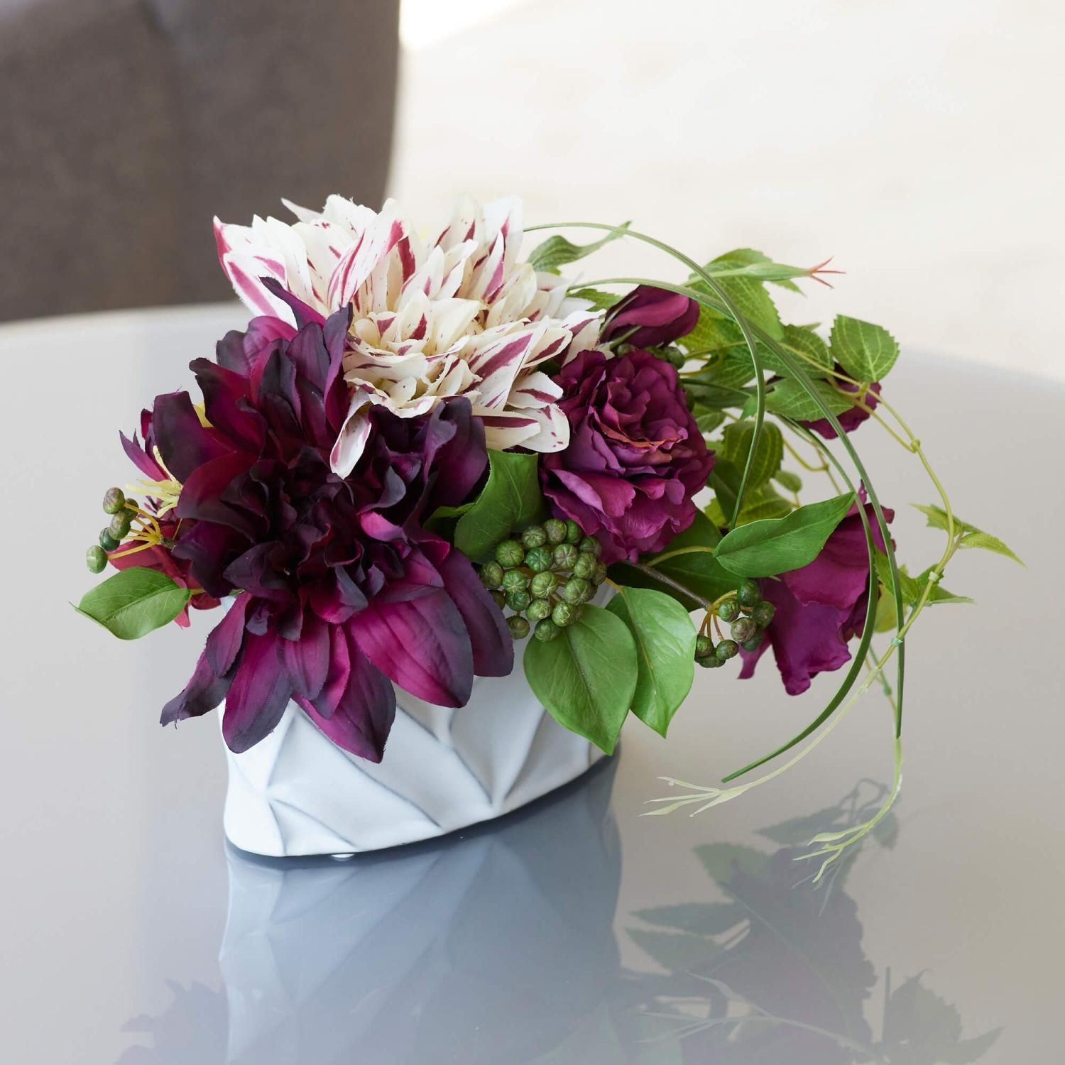 リルリル様オーダー商品 クラシック調フラワーアレンジメント 楽天市場】造花 栗やセンニチコウなどの秋満さいのアレンジ 秋の