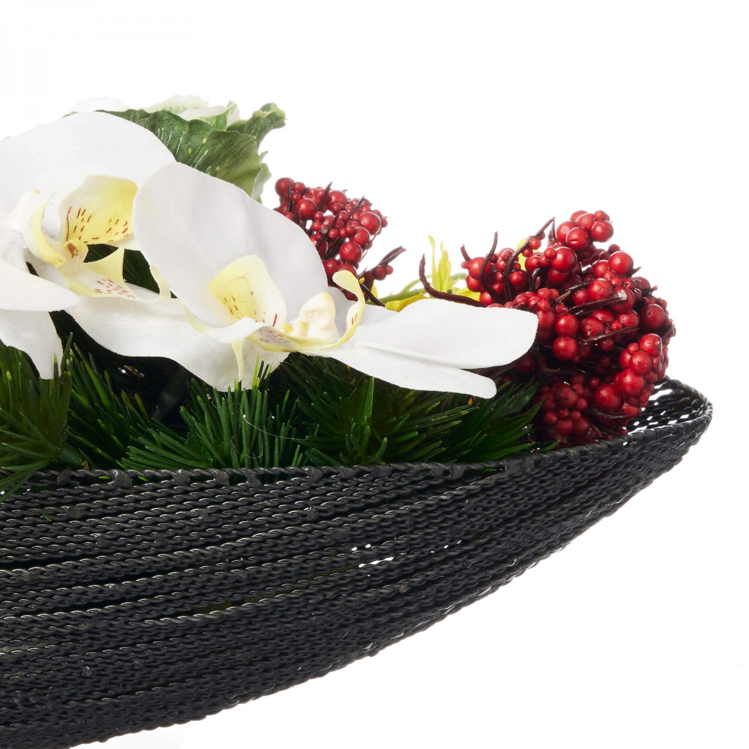 お正月飾り 胡蝶蘭×葉ボタン テーブル 造花 フラワーアレンジメント 