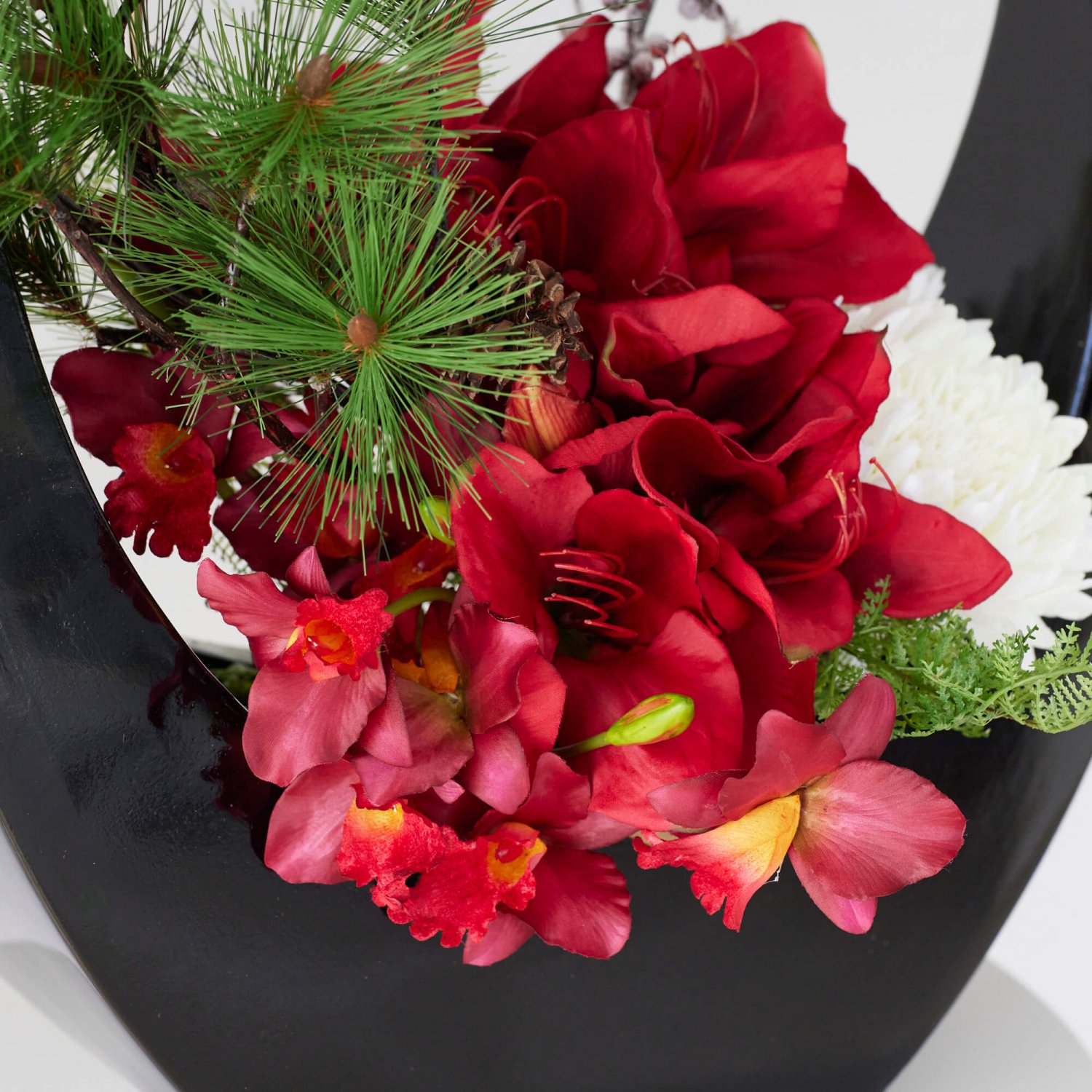 お正月飾り アマリリス ムーンベース  造花 フラワーアレンジメント 