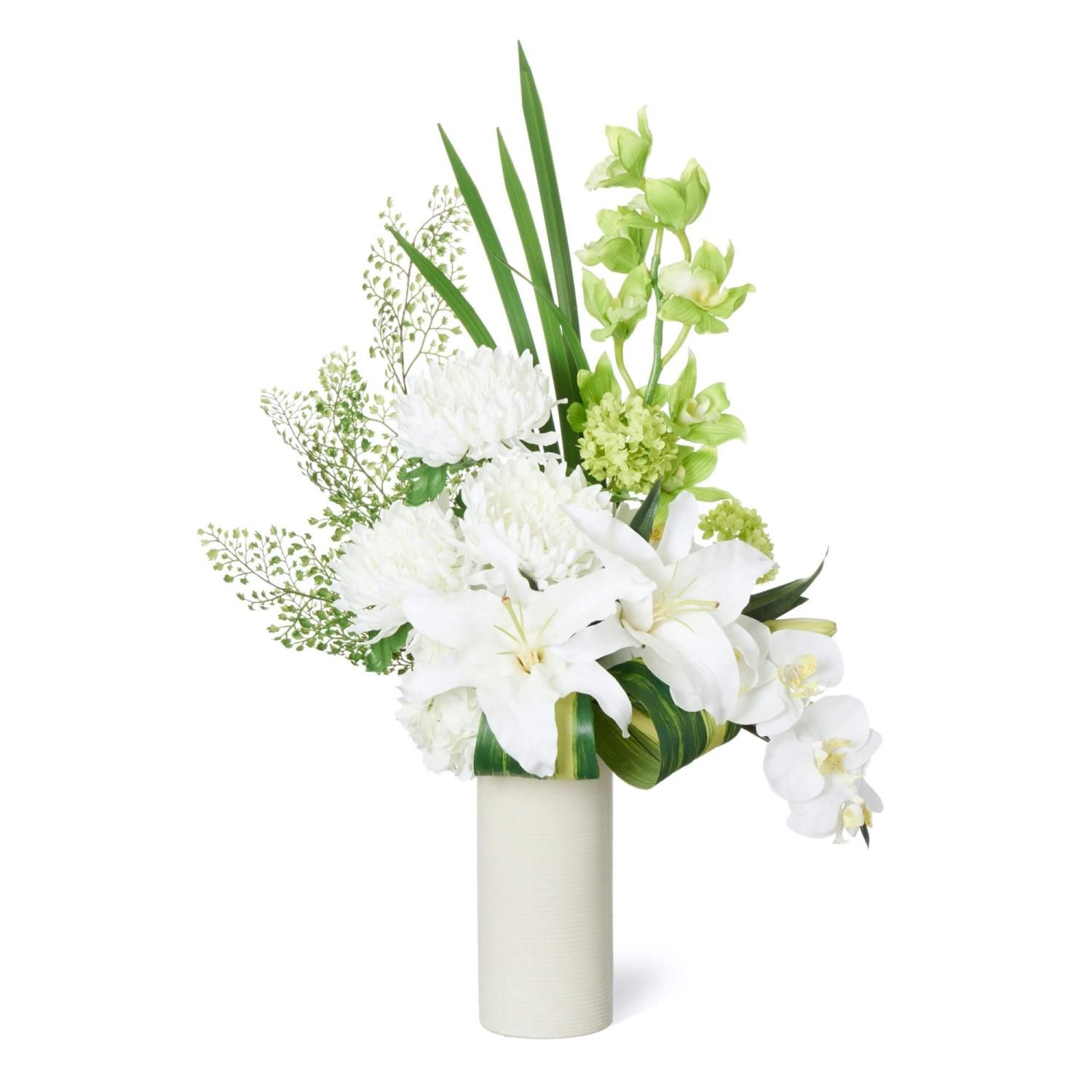 気品ある胡蝶蘭とカサブランカのお供え花です