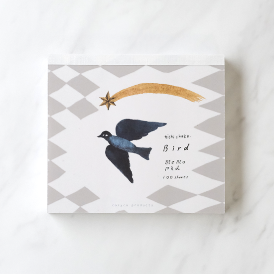 西淑美濃和紙入りブロックメモ Bird Laddessperite