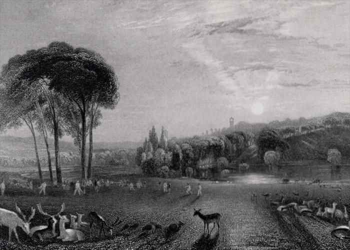 J.M.W.ターナー、ペットワースの家、希少画集画、 新品額装付 J.M.W.ターナー、ペットワースの家、希少画集画、 新品額装付